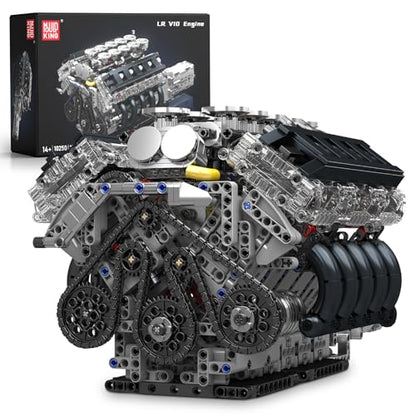 Mould King 10250 V10 Engine Model that Works, Build Your Own Cars Combustion Blocks Sets, Engineering Model for Age 14+ Adults/Teens(1834 PCS) - style: V10 Engine