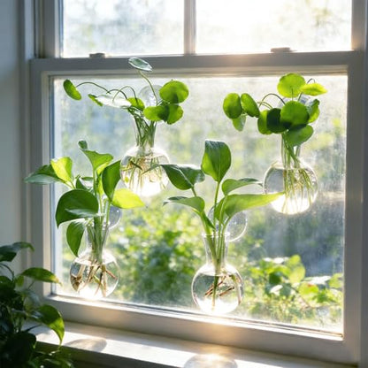 Bunmery 6 pcs Window Propagation Stations, Easy to Install Plant Propagation Bulbs with Suckion Cups, No Nails Wall Hanging Planter Propagation Station, Glass Plant Terrarium Vase - color: Clear Bulb, size: 6 PCS