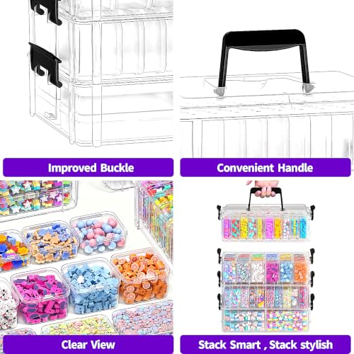 VANSUNS Bead Storage Organizer, 76 Small Containers and Lids, 4 Sizes - size: 4-Tier 8XL+20L+18M+30S