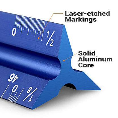 12" Architectural Scale Ruler Aluminum Architect Scale Ruler, Blue - color: Blue