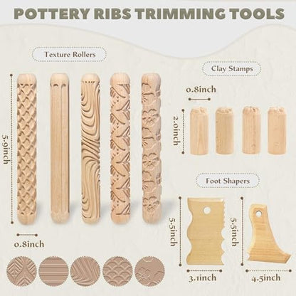 11Pcs Pottery Clay Trimming Tools Kit for Molding Sculpting Crafting