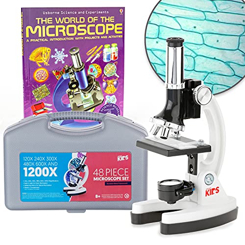 AmScope M30-ABS-KT1-W-WM 1200X 48-pcs Microscope Kit with Slides, LED