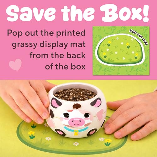 Creativity for Kids Plant-a-Pet Barnyard Pig Kit | Decorate, Plant & Grow Your Own Pet | Chia Seed Gardening Craft | Spring Crafts & Screen-Free Kids Activity (Ages 6+) - style: Cow