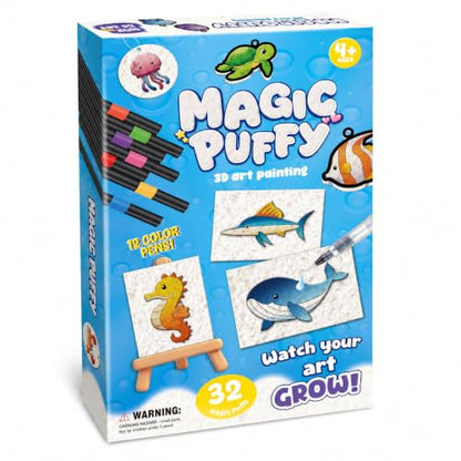 MZYTOZA Magic Foam Texture Painting Kit - 3D Art Craft Magic Puffs Paint Kit, 15 Mess-Free Paint by Number Craft for Kids (Blue) - color: Blue