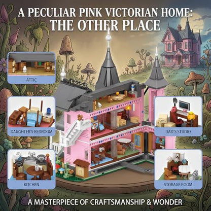 Pink Palace Castle Halloween Haunted Building Block, 2826 PCS for Adult - color: Pink Palace