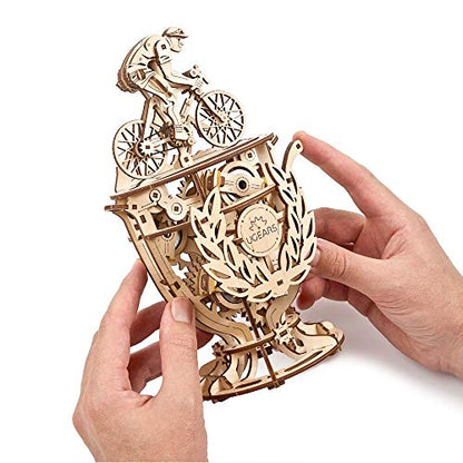 UGEARS Automaton Cyclist 3D Wooden Puzzles for Adults - Wooden Model Kits for Adults Automatone for Cyclists Men Mechanical Bicycle Model Automatone Brain Teaser, Hobby Set