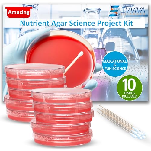 Evviva Sciences Nutrient Agar Petri Dishes Science Project Kit, Pre-Poured Agar Plates for Science Experiments, with Experiment eBook (RED) - color: Red