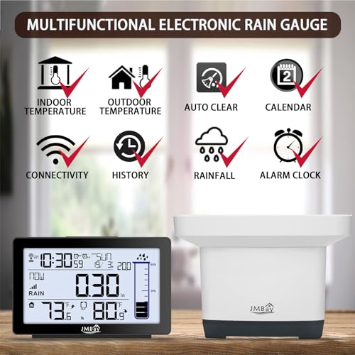 Wireless Rain Gauge Outdoor, Digital Rain Gauge Outdoors Best Rated with Thermometer,Accurate Self-Emptying Rain Measure Gauge for Garden,Remote Electronic Rain Meter,Freeze Proof Rainfall Measurer - color: Digital Wireless Rain Gauge