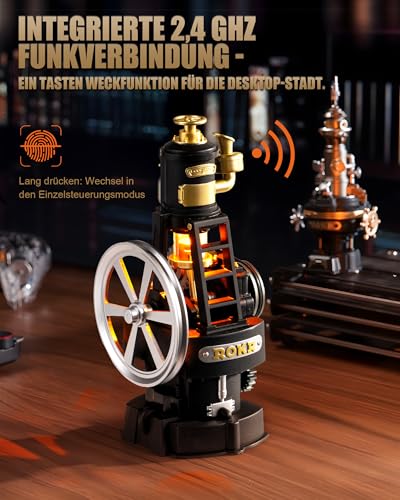ROKR Industrial City Series 3D Puzzle Mechanical DIY Model Set with Light & Movement Thermo Engine（CGM03）-DIY Educational STEM Toy for Adults & Teens, Retro Industrial Decor