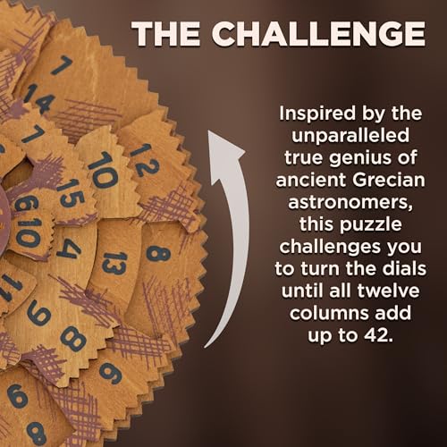 Project Genius Grecian Computer Mechanical Math Puzzle, Wooden Brainteaser Gift for History Buffs and Smart Kids, Teens, and Adults - True Genius Series Inspired by The Ancient Antikythera Mechanism