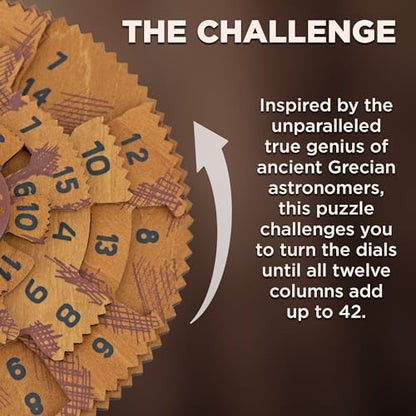 Project Genius Grecian Computer Mechanical Math Puzzle, Wooden Brainteaser Gift for History Buffs and Smart Kids, Teens, and Adults - True Genius Series Inspired by The Ancient Antikythera Mechanism