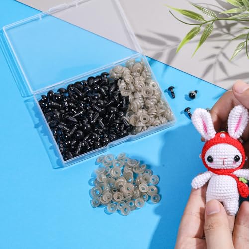 320pcs 10mm Safety Eyes for Amigurumi Black Plastic Crochet Eyes - size: 10mm