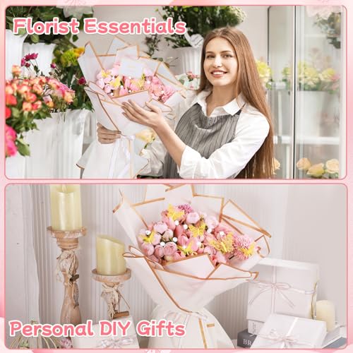 woric 93 Pcs White Flower Bouquet Wrapping Paper Kits - color: White