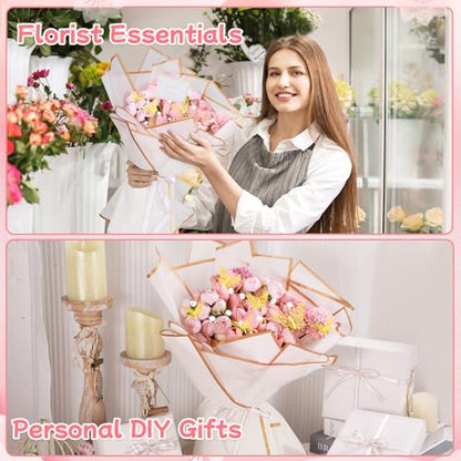 woric 93 Pcs White Flower Bouquet Wrapping Paper Kits - color: White