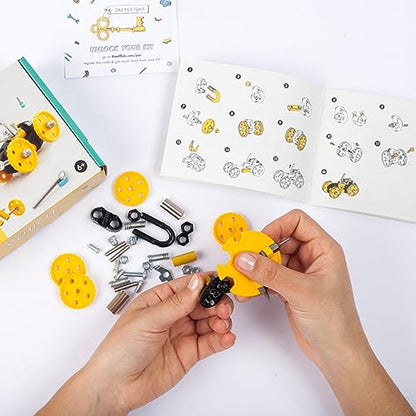 The Off Bits Building Toy - Yellow Vehicle Kit BlazeBit - Building & Construction Toy Tool Set for Kids Including Guide Book - Build-it-Yourself, Gift Ideas for Kids Boys & Girls - style: Modern