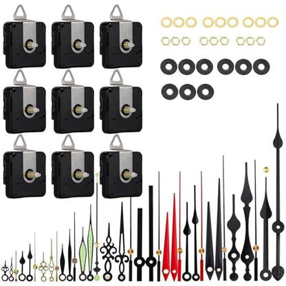 EMOON 9 Pieces Clock Mechanism Replacement Kit with 12 Pack Clock Hands, Silent Sweep Clock Motor Kit Battery Operated for Clock Repair DIY Replacement, Custom Clock
