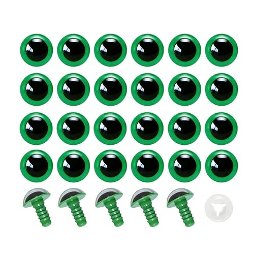 BESTCYC 100pcs 12mm Green Plastic Safety Eyes Craft Eyes with Washers for Amigurumi Dolls Plush Animals DIY Craft Lovers Doll Makers Crochet Craft Supplies - color: Green, size: 12mm