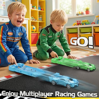 Aooess 6 PCs Catapult Car Toy for Kid 3-5 Car Toy Set with Launchers Trophy