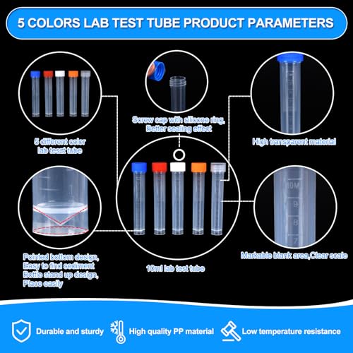 50pcs 10ml vials with caps Plastic Cryogenic Test Tubes with caps lab cryovial Tube Container cryovials with 10pcs 3ML Dropper Pipette (50pcs 10ml Test Tubes) - size: 50pcs 10ml test tubes
