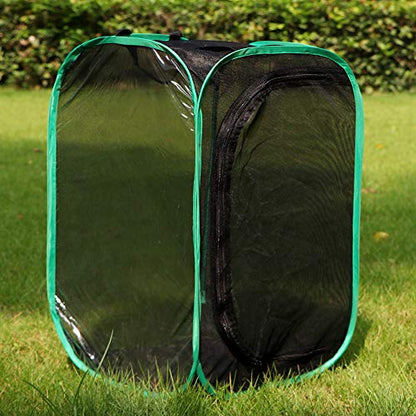 RESTCLOUD Insect and Butterfly Habitat Cage Pop-up 23.6 Inches Tall - color: Black With Green, size: 15.7 x 15.7 x 23.6 inches
