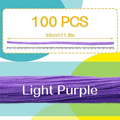 100 PCS Pipe Cleaner Craft, Light Purple Pipe Cleaners Bulk, Chenille Stem - color: Light Purple