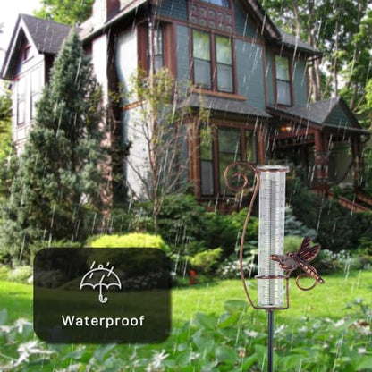 Dragonfly Rain Gauge Outdoor with 7 Inch Glass Tube - color: Dragonfly