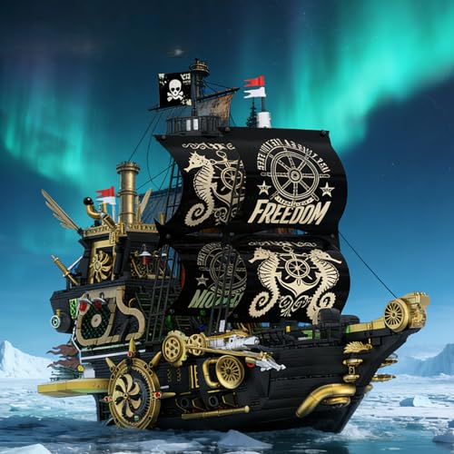 Mechanical Pirate Ship Building Sets with Motor & Light for Adults,2720PCS - style: Large Pirate Ship