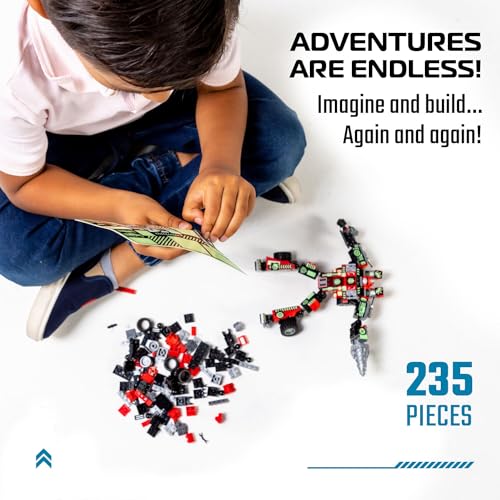 JITTERYGIT Mech Building Robot Glow in The Dark Action Figure Toy Set, Cool Space Super Hero Christmas Birthday Gift, Best Xmas Holiday Present Bricks for Boys, Girls, Teen 6 7 8 9 10 Year Old - style: Volcano Red - Grindburst