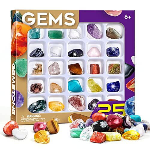 Gamerside Rock Collection 25 Mineral Rocks Gemstones for Kids 6-12 - color: 25 Rocks