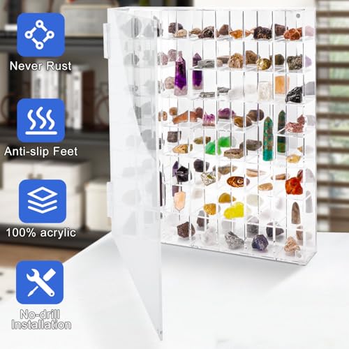 Adjustable Seashell Display Case Box Large Rock Fossil Arrowhead Case - size: Large Vertical 56-Room Display Case-New