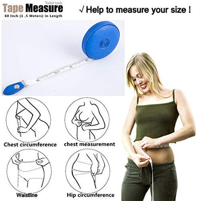 Sewing Tape Measure, Medical Body Cloth Tailor Craft Dieting Measuring Tape, 60 Inch/1.5M Dual Sided Retractable Ruler with Push Button Round(1 Pack, Blue) - color: Blue 1 pack
