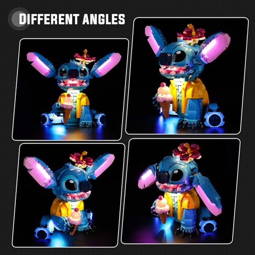 Nitemode Upgraded Compatible with Lego 43249 Stitch Building Set, Lights Decoration Compatible with Lego Disney Stitch, Gift Idea for Girls, Boys (Model Not Included)