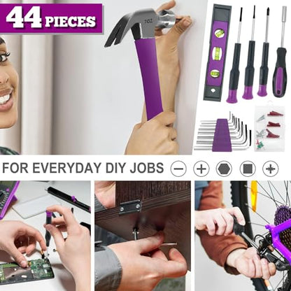 44Pcs Lady Tool kit 4V Purple Poewer Screwdriver Set Home/Dorm