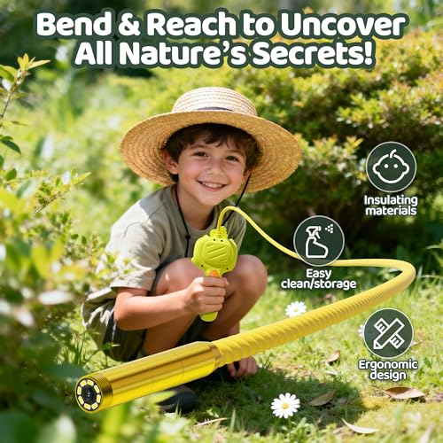 Kids Dinosaur Borescope Snake Camera with Light - color: Green