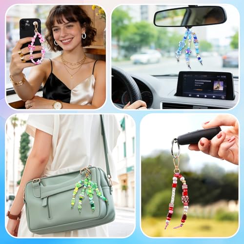 TOHONGADON 1227 PCS Beaded Keychain Making Kit for Women,DIY Bag Charm Kits - color: 1227 PCS Beads