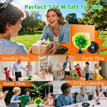 eUda+ STEM Interactive Lucky Wheel for 12-14-16-18+ Craft Kits for Teens 14-16 Stem Build Kits Ages 15-18 Physics Kits for 13-15 Year Old Soldering Practice Kit for Beginners (Soldering Version, RFG) - size: Round-Fluorescent Green (RFG)