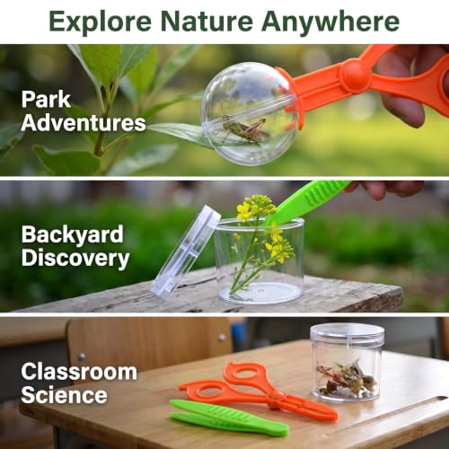 2Pcs Orange and Green Nature Exploration Tools Bug Insect Catcher Scissors Tongs Tweezers Clamp Cleaning Tool