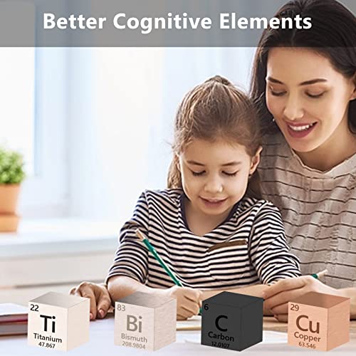 18 Pcs Metal Element Cube Density Cubes 99.99% High Purity, Periodic Table of Elements Collection for Element Collections Hobbies, Pure Tungsten Cube, Iron, Aluminum, Bismuth, 15 more (.39 inch/10 mm)