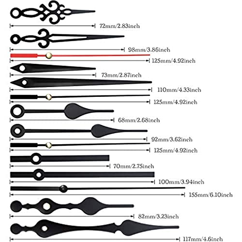 Hicarer 10 Pack Quartz Clock Mechanism Kit Long Shaft, 28 mm / 1.1 Inches - size: 1.1 inch