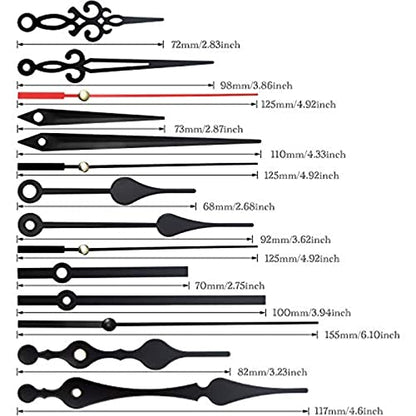 Hicarer 10 Pack Quartz Clock Mechanism Kit Long Shaft, 28 mm / 1.1 Inches - size: 1.1 inch