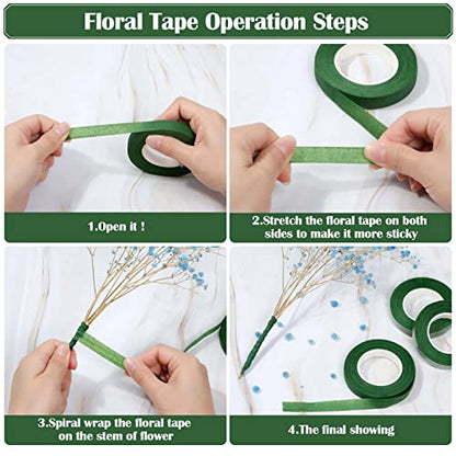 PAXCOO Floral Arrangement Kit with Green Tape and Wire, Boutonniere Flower pin, Wire Cutter for Wreath Making Supplies