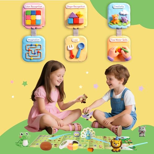 Air Dry Clay Kit, 12 Animals Modeling Clay for Kids, Model Magic Clay with Sculpting Tools, Safe & Non-Toxic, DIY Arts & Crafts School Projects, Home Party Favors (Clay Animals Kingdom kit) - color: Clay animals kingdom kit