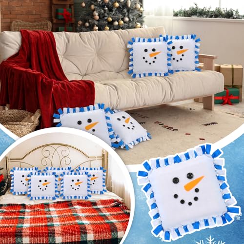 Chunful 6 Sets Winter Button Snowman Tied Pillow Craft Kit - style: Winter Snowman