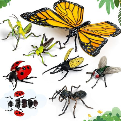 7 Pcs Lifelike 3D Insect Puzzle Toys,1:1 Scale Replica Bug Building Blocks,Slot-Together Assembly Educational Figures,Ideal Gift for Boys Girls Ages 5 6 7 8+,Perfect for Classroom and Party - style: 3D Insect Puzzle