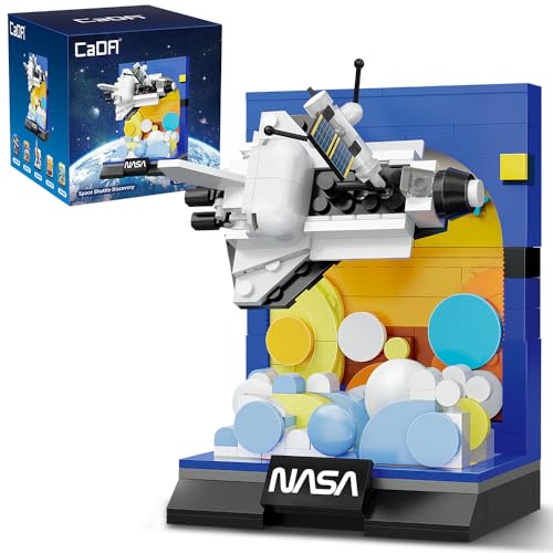 CaDA C56041W Space Shuttle Building Block Model, Space Exploration Series with Nassa Logo Display Base, White Spacecraft Creative Assembly Toy, Science and Education Collectible Ornaments 250 Pieces - color: C56041w