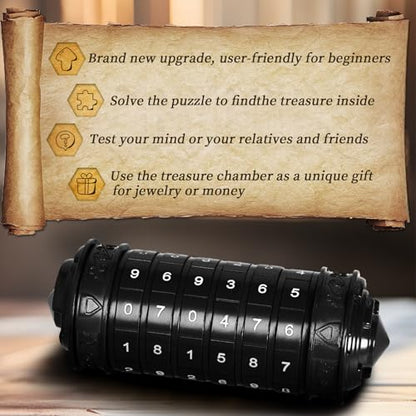 CoEjokno Da Vinci Code Numeric Cryptex Money Puzzle Box for Cash Gift, Jewelry Box with Hidden Compartment, Unique Puzzle Gift for Adults Brain Teaser Valentine’s Day Wedding & Anniversary Present - color: Black