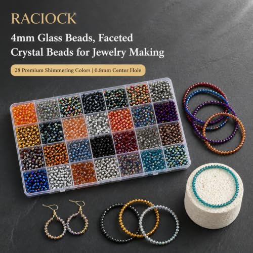 2800Pcs 4mm Electroplated Glass Beads for Bracelets Jewelry Making - color: 28 Metallic Colors