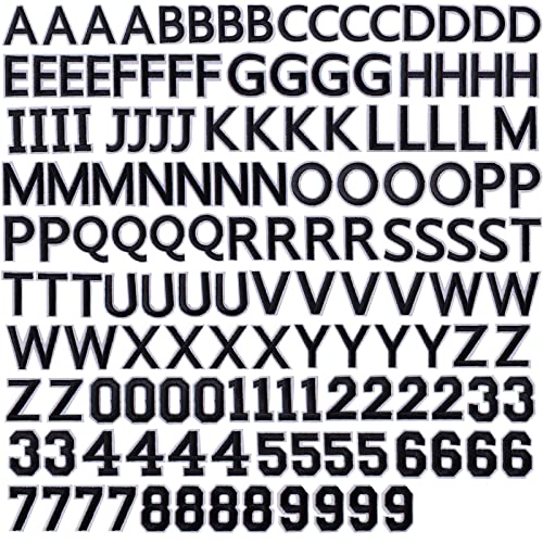 GYGYL 144 Pieces Iron on Letters and Numbers Patches, Black Letter Patches Alphabet Embroidered Patch A-Z, Numbers 0-9 Applique for Clothes, Dress, Hat, Socks, Jeans, DIY Accessories - color: Black, 144pcs, size: Pack of Letters
