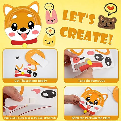 16 Pack Arts and Crafts for Kids Toddler DIY Animal Paper Plate Art Gifts - style: animal