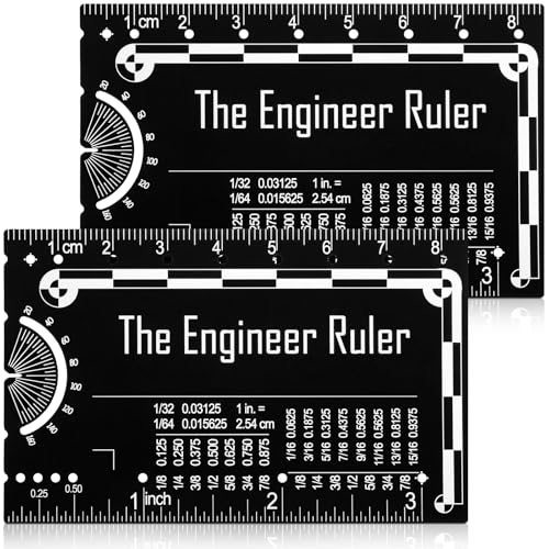 Chumia 2 Pcs Engineer Ruler 3 Inch Metal Protractor Compass Multitool